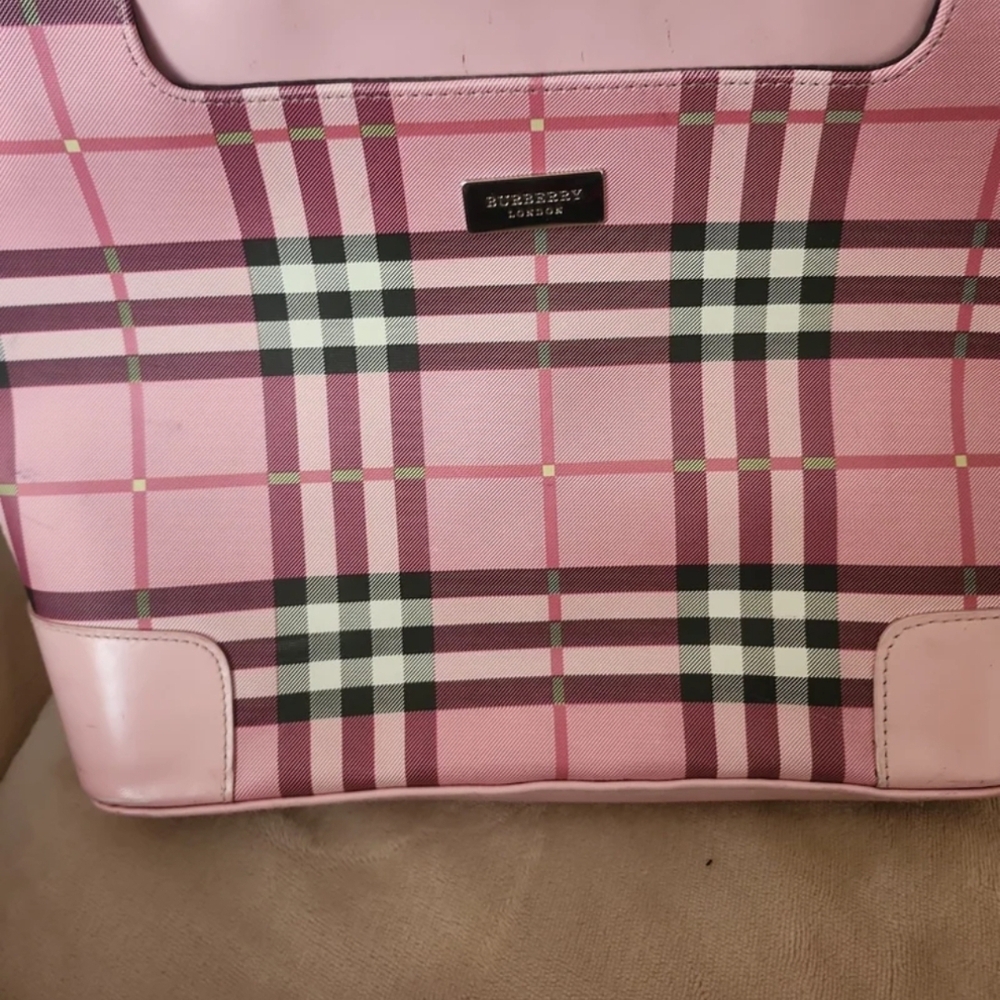 Burberry Pink Checkered Tote Bag
